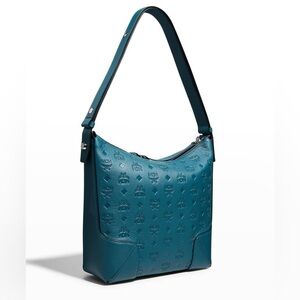 Mcm Aren Hobo in Monogram Leather Deep Teal Monogram Leather NWT